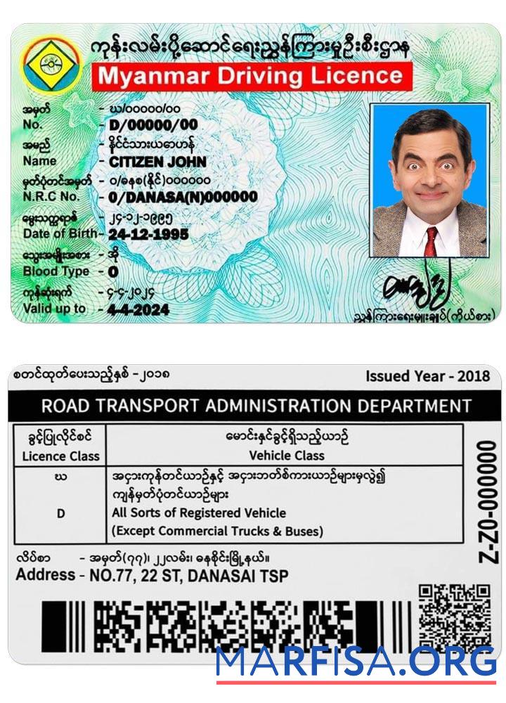 Printable Myanmar DL template